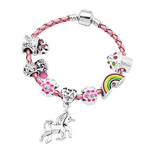Carica l'immagine nel visualizzatore di Gallery, Braccialetto in pelle rosa da ragazza con charm e inserto a forma di... - Ilgrandebazar