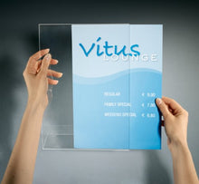 Carica l'immagine nel visualizzatore di Gallery, SIGEL TA210 Porta-avvisi da tavolo / Porta-brochure banco, con base 1 pz. - Ilgrandebazar