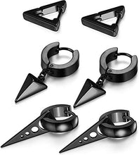 Carica l'immagine nel visualizzatore di Gallery, LOLIAS 4 Paia Acciaio Inossidabile Orecchini Triangolo per A,4pairs Black - Ilgrandebazar