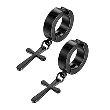 Carica l'immagine nel visualizzatore di Gallery, JewelryWe Gioielli Orecchini da Uomo Donna Unisex Senza Buco in Acciaio Nero - Ilgrandebazar