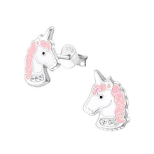 Carica l'immagine nel visualizzatore di Gallery, Laimons Orecchini per bambina, a forma di unicorno, rosa con glitter, in... - Ilgrandebazar