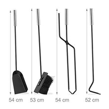 Carica l'immagine nel visualizzatore di Gallery, Relaxdays 10022291 Accessori Camino, 5 Pezzi, Porta-Attrezzi, Paletta,...