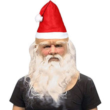 Carica l'immagine nel visualizzatore di Gallery, MUOIVG Maschera Babbo Natale, Natale Babbo Maschera Latex Santa Claus, Christmas barba Rosso Cappello for Xmas Costume, Masquerade, Cosplay, Babbo Natale Maschera Uomo per Adulti