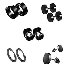 Carica l'immagine nel visualizzatore di Gallery, Orecchini da uomo in acciaio (5 paia) unisex, set ipoallergenico donna in...