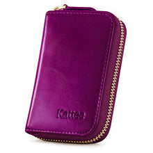 Carica l'immagine nel visualizzatore di Gallery, Kattee Porta Carte di Credito in Vera Pelle con Protezione RFID, Viola Rossa