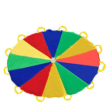 Carica l'immagine nel visualizzatore di Gallery, Paracadute Ludico Arcobaleno da Gioco Diametro Set Festa per Bambini 'con 12 Manici 350 cm