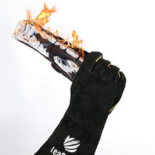 Carica l'immagine nel visualizzatore di Gallery, LeaSeek - Guanti in pelle per barbecue, resistenti al calore 14 inches, Black - Ilgrandebazar