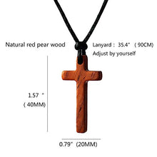 Carica l'immagine nel visualizzatore di Gallery, Collana Con Pendente a Croce in Legno di Pero Rosso Per Uomo Donna Bambino... - Ilgrandebazar