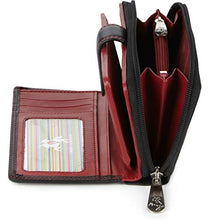 Carica l'immagine nel visualizzatore di Gallery, Visconti portafoglio di pelle da donna a piegatura Nero/Rosso (Blk/Red)