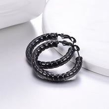 Carica l'immagine nel visualizzatore di Gallery, PROSTEEL Orecchini Cerchio Donna Ornati Delicati Eleganti, 01 Nero (25mm) - Ilgrandebazar