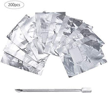 Carica l'immagine nel visualizzatore di Gallery, Lictin 200PCS Remover Foil Wraps del Rimuovere smalto gel per Unghie, Fogli di Alluminio per Rimuovere lo Smalto,Nail wraps di tamponi di cotone + Spingi Cuticole Professionale