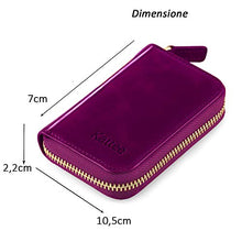 Carica l'immagine nel visualizzatore di Gallery, Kattee Porta Carte di Credito in Vera Pelle con Protezione RFID, Viola Rossa