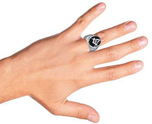 Carica l'immagine nel visualizzatore di Gallery, Bling Jewelry Secret Society Square Compass Black Oval Mens Signet Freemason... - Ilgrandebazar