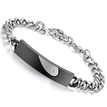 Carica l'immagine nel visualizzatore di Gallery, Flongo Coppia Bracciali Braccialetto Lui &amp; Lei,"Ti ho nel cuore", Acciaio Set - Ilgrandebazar