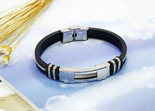 Carica l'immagine nel visualizzatore di Gallery, sailimue Gioielli in Acciaio Inossidabile Gel di Silice Uomo Bracciali per...