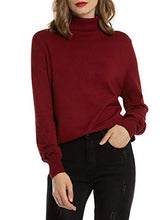 Carica l'immagine nel visualizzatore di Gallery, Woolen Bloom Maglione Collo Alto Donna Felpa Ragazza XXL, Vino Rosso