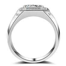 Carica l'immagine nel visualizzatore di Gallery, ENYU Uomo Argento Anelli Princess Cubica Zircone Tono -Anniversario di 22 - Ilgrandebazar