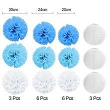 Carica l'immagine nel visualizzatore di Gallery, festoni battesimo bimba ,Carta Velina a Nido D'Ape Fiori ,Fiori di Pom Blu