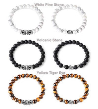 Carica l'immagine nel visualizzatore di Gallery, BESTEEL 6PCS 8MM Palline Bracciali per Uomo Vulcanica Giallo Tigre Occhio... - Ilgrandebazar