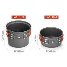 Carica l'immagine nel visualizzatore di Gallery, Odoland Camping Cookware Kit con Pentola e Padella da Campeggio in Alluminio...
