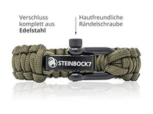 Carica l'immagine nel visualizzatore di Gallery, Steinbock7, braccialetto paracord regolabile con chiusura 23 cm, Army-Green