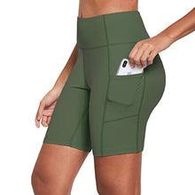 Carica l'immagine nel visualizzatore di Gallery, Ogeenier Donna Pantaloncini Sportivi con Tasche Fitness Allenamento Leggings...