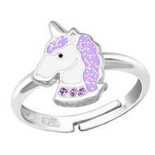 Carica l'immagine nel visualizzatore di Gallery, FIVE-D Anello per Bambini con Unicorno e Cristalli, Misura Regolabile, Lilla - Ilgrandebazar