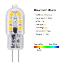 Carica l'immagine nel visualizzatore di Gallery, Vicloon G4 LED Lampadina, 5 Pezzi 2W, AC/DC 12V Lampadina,2W Trasparente 2w