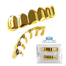 Carica l'immagine nel visualizzatore di Gallery, Grillz placcato in oro 24K per bocca set denti Hip Hop superiore inferiore +... - Ilgrandebazar