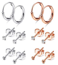 Carica l'immagine nel visualizzatore di Gallery, Milacolato 6 Paia di Qrecchini in Argento Sterling Piccolo 2mm per le Donne... - Ilgrandebazar