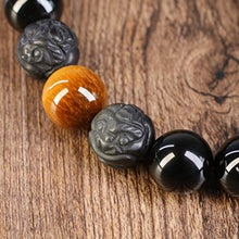 Carica l'immagine nel visualizzatore di Gallery, COAI Bracciale Uomo in Ossidiana e Occhio di Tigre Di Marrone