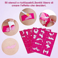 Carica l'immagine nel visualizzatore di Gallery, Lictin Truccabimbi Kit,Face Paint,Kit per La Pittura del Viso per Bambini,24 Colori,50 Stencil,6 Pennelli Professionali