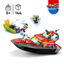 Carica l'immagine nel visualizzatore di Gallery, LEGO CITY 60373 La barca di salvataggio dei pompieri, giocattolo galleggiante, jetpack e minifigurine