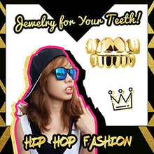 Carica l'immagine nel visualizzatore di Gallery, Grillz placcato in oro 24K per bocca set denti Hip Hop superiore inferiore +... - Ilgrandebazar