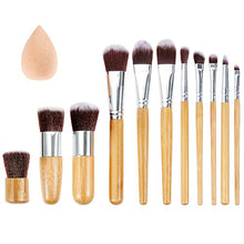 Carica l'immagine nel visualizzatore di Gallery, Rovtop Set 11 Pennelli per Trucco Professionali di Bambù con 1 Spugnetta...