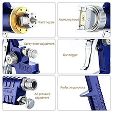 Carica l'immagine nel visualizzatore di Gallery, Pistola Per Verniciare A Spruzzo 1.4mm Ugello 600cc HVLP Aerografo pistola...