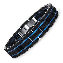 Carica l'immagine nel visualizzatore di Gallery, COOLMAN Gioielli Uomo Bracciali Acciaio Inossidabile Blu e Blu(m：19-20,5cm) - Ilgrandebazar