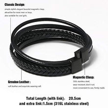 Carica l'immagine nel visualizzatore di Gallery, flintronic Bracciale Intrecciato in Pelle, Braccialetto #1 Nero(20.5cm-22cm) - Ilgrandebazar