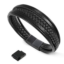 Carica l'immagine nel visualizzatore di Gallery, flintronic Bracciale Intrecciato in Pelle, Braccialetto #1 Nero(20.5cm-22cm) - Ilgrandebazar