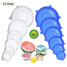 Carica l'immagine nel visualizzatore di Gallery, FAPPEN Coperchio Silicone, Coperchi in Silicone Estensibile Trasparente+blu