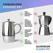 Carica l'immagine nel visualizzatore di Gallery, VeoHome Caffettiera Induzione 6 Tazze 300 ml con Filtro Riduttore | 300 mL