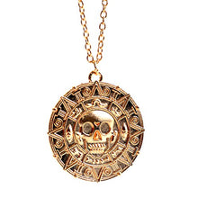 Carica l'immagine nel visualizzatore di Gallery, Ciondolo a forma di moneta / medaglione azteco con teschio, stile Pirati Gold - Ilgrandebazar
