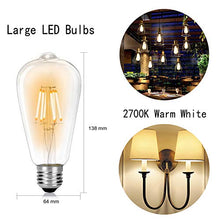 Carica l'immagine nel visualizzatore di Gallery, Wedna 6W LED Filamento E27 Edison Lampadina, Bianco caldo 2700K, 6w 2700k - Ilgrandebazar