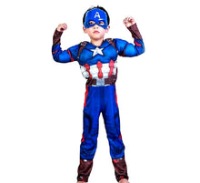 Carica l'immagine nel visualizzatore di Gallery, Costume da Capitan America - Busto Muscoloso - Taglia S - 3-5 anni, Blu - Ilgrandebazar