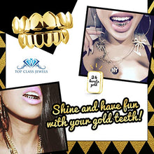 Carica l'immagine nel visualizzatore di Gallery, Grillz placcato in oro 24K per bocca set denti Hip Hop superiore inferiore +... - Ilgrandebazar