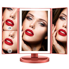 Carica l'immagine nel visualizzatore di Gallery, Ammiy Specchio per Il Trucco con Luce 1x / 2X / 3X Trifold ingrandente con...