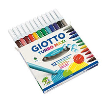 Carica l'immagine nel visualizzatore di Gallery, Giotto Turbo Maxi Astuccio Da 12 Pennarelli A Punta Larga, 5 Mm, Super Lavabili, Multicolore, ‎12 Unità (Confezione da 1)