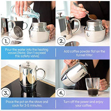 Carica l'immagine nel visualizzatore di Gallery, VeoHome Caffettiera Induzione 6 Tazze 300 ml con Filtro Riduttore | 300 mL