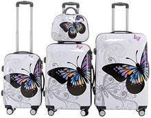 Carica l'immagine nel visualizzatore di Gallery, Set valigie rigide tipo trolley in policarbonato, 3 Set, Butterfly(4er Set)