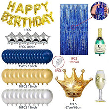 Carica l'immagine nel visualizzatore di Gallery, MMTX Feste di Compleanno con Blu Argento Oro Palloncini per Uomini Donne...